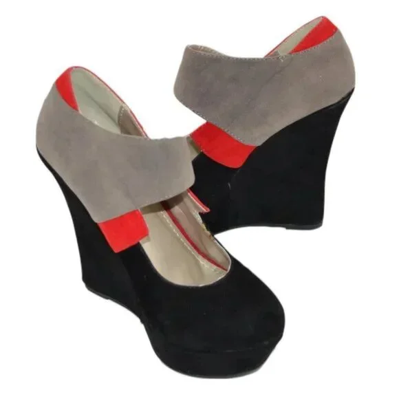 Alba Black and Red Platform Shoes - Picture 5 of 16